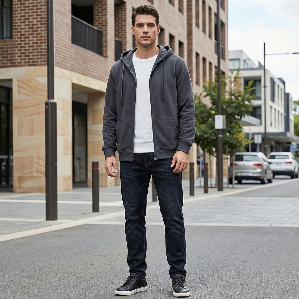 Hudson | Casual Full Zip Hoodie for Men