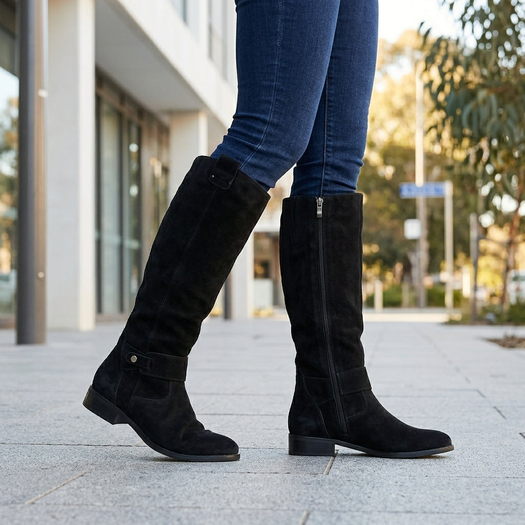 Grace | Women's Suede Knee High Boots – Slouch Casual Style
