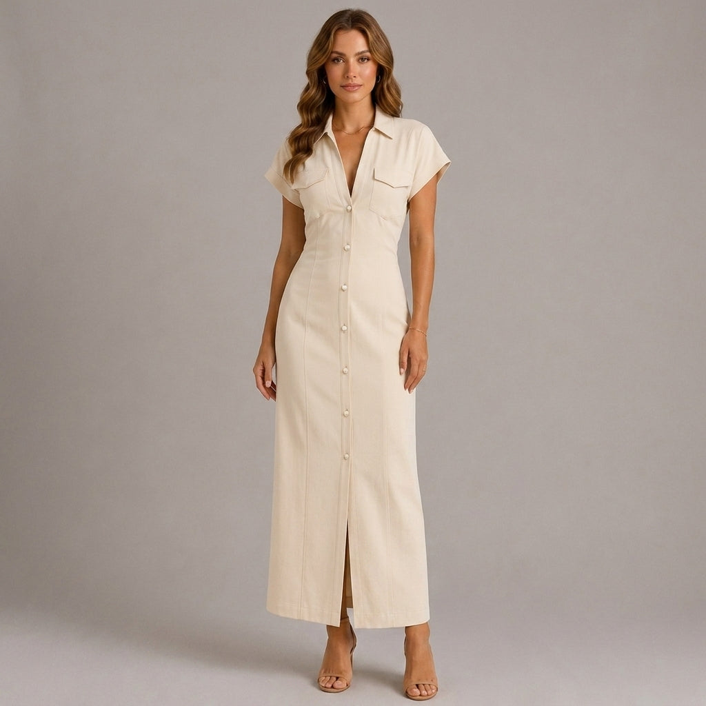 Amelia | Denim Dress with Tailored Midi Cut