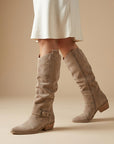 Mia | Women's Soft Leather Knee High Boots – Chic Slouch Style