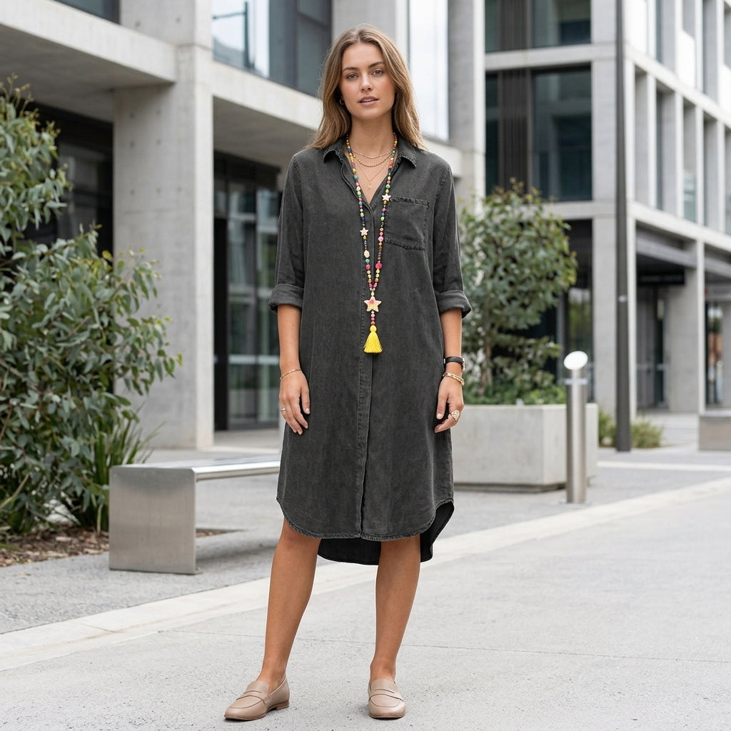 Chloe | Denim Dress with Effortless Shirt Design