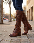 Ivy | Women's Vintage Knee High Boots – Lace-Up Riding Style