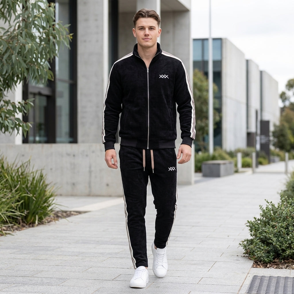 Beau | Men's Tracksuit – Soft Corduroy Zip-Up Jacket &amp; Matching Pants