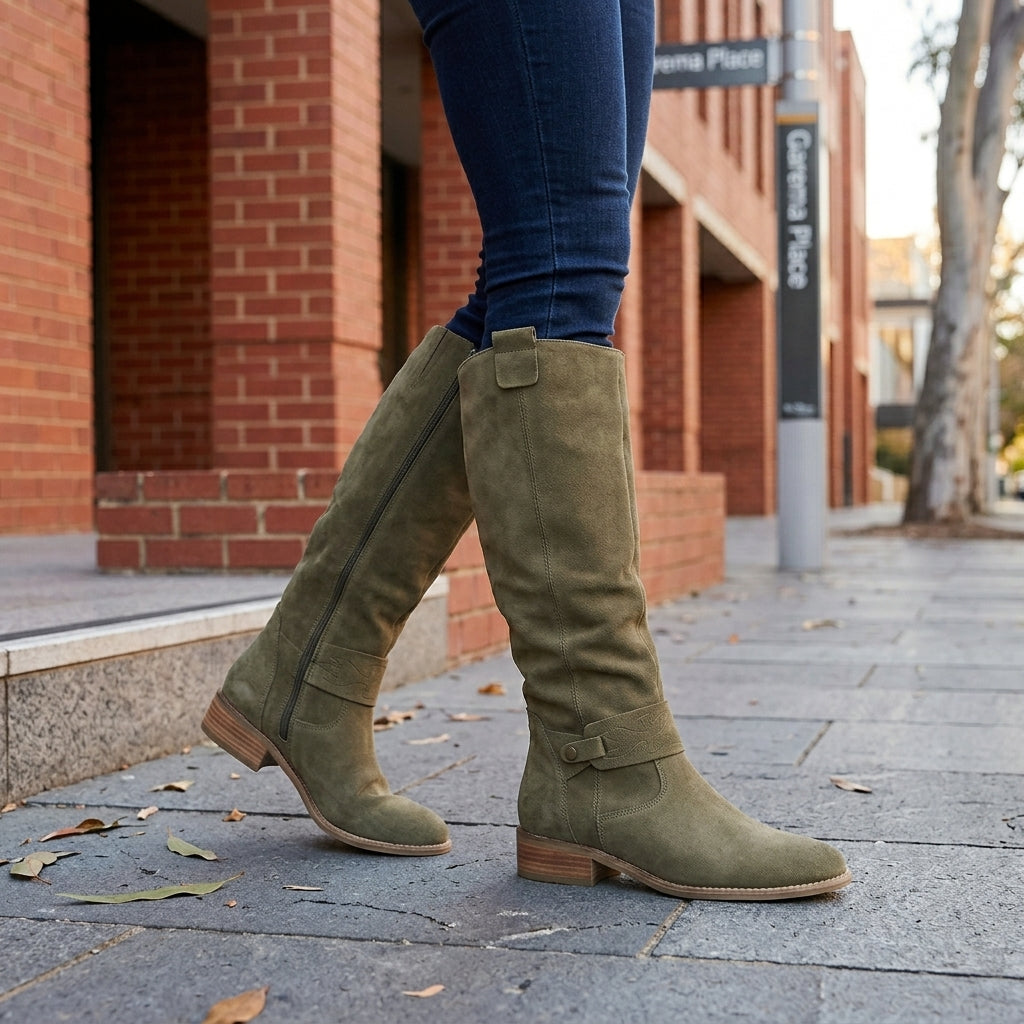 Grace | Women's Suede Knee High Boots – Slouch Casual Style