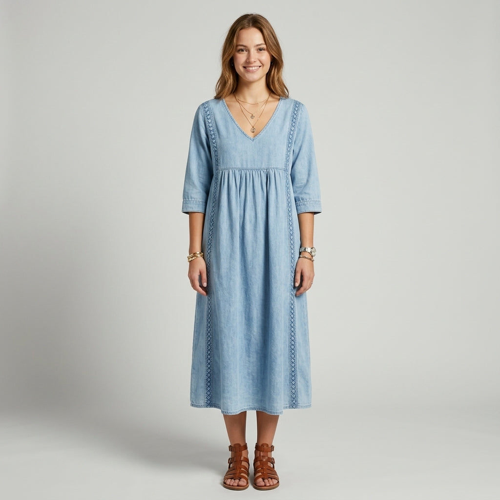 Ruby | Denim Dress with Elegant Lace Details