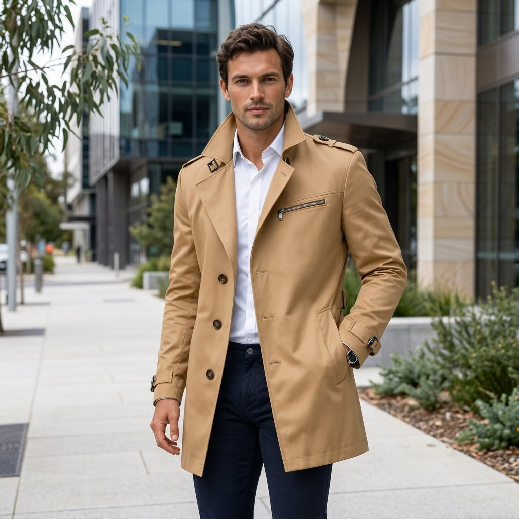 Charlie | Men's Coat with Timeless Trench Style