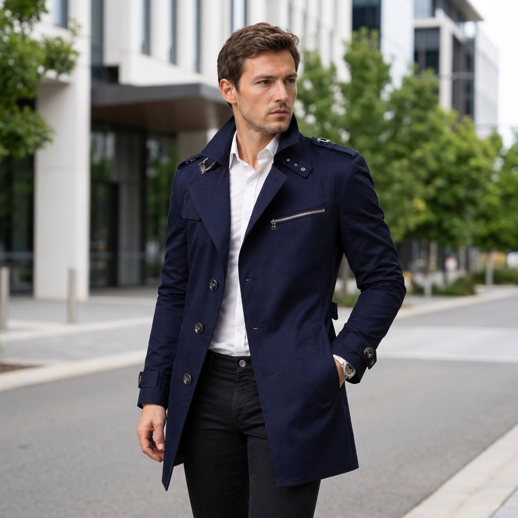 Charlie | Men's Coat with Timeless Trench Style