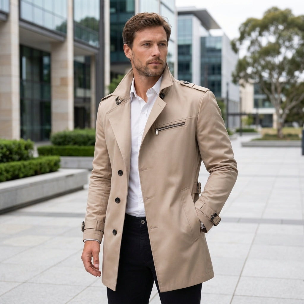 Charlie | Men's Coat with Timeless Trench Style
