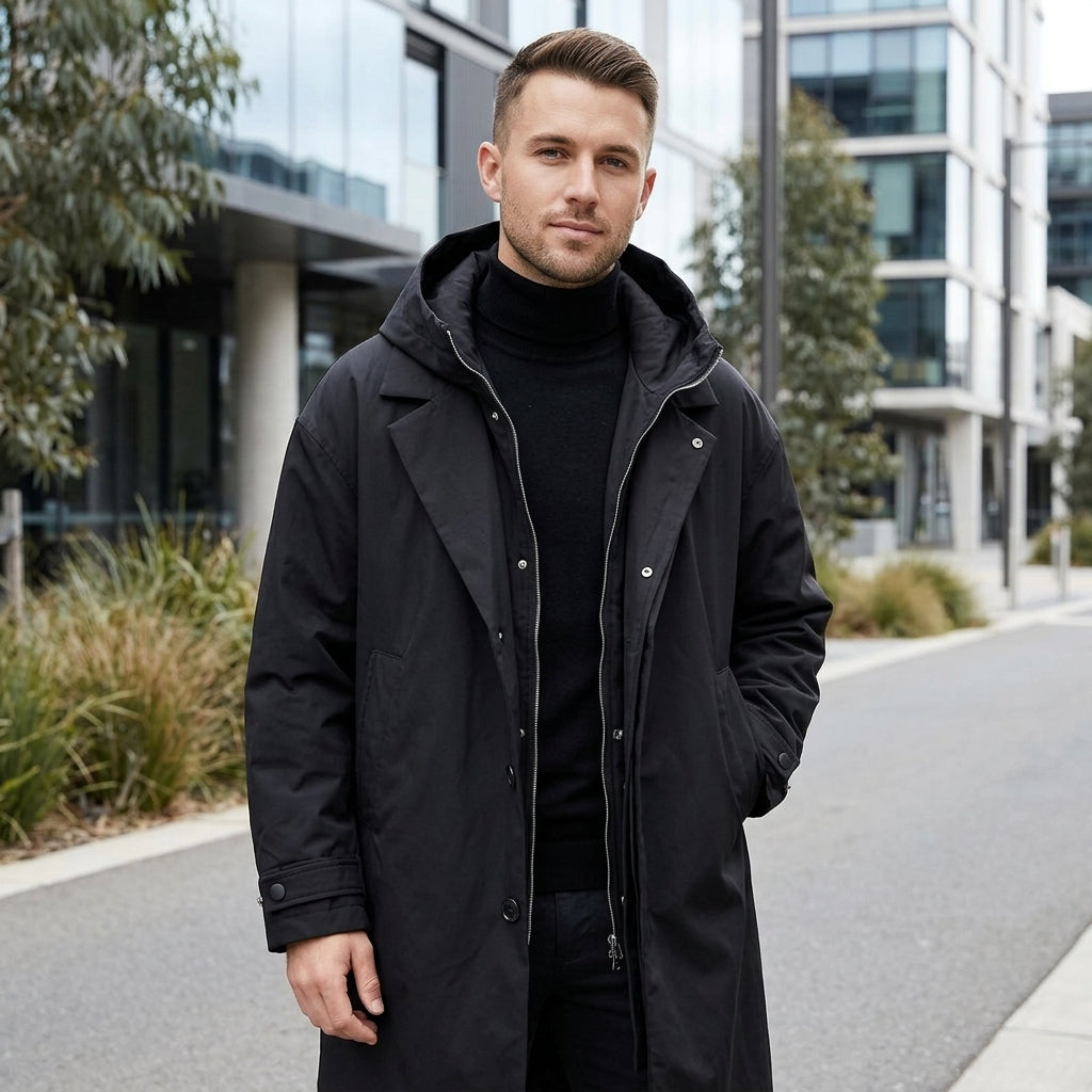 Leo | Men's Coat with Hooded Overcoat Design