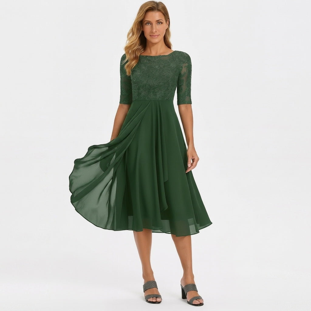 Chloe | Lace &amp; Chiffon A-Line Wedding Guest Dress
