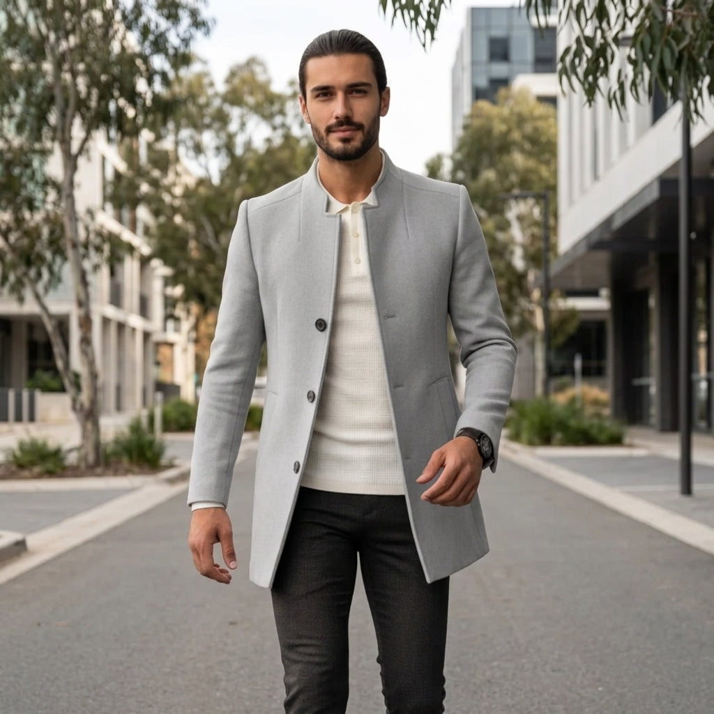 Harrison | Men's Coat with Stand-Up Collar Design