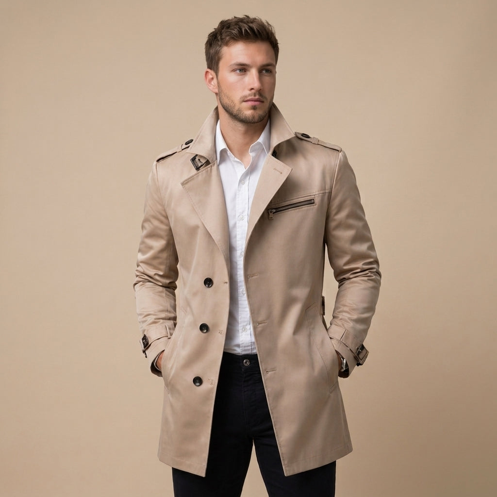 Charlie | Men's Coat with Timeless Trench Style