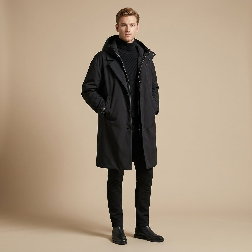 Leo | Men's Coat with Hooded Overcoat Design