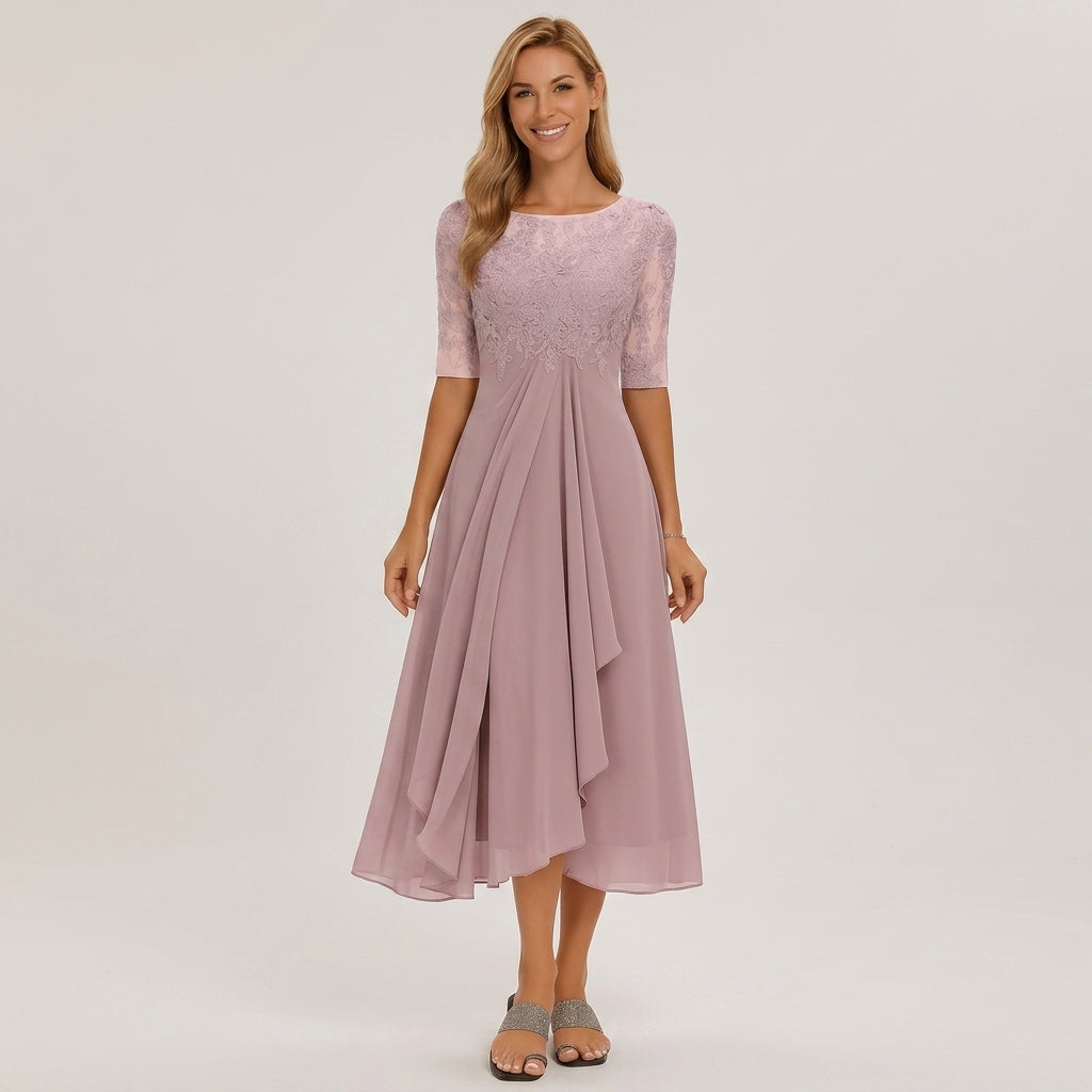 Chloe | Lace &amp; Chiffon A-Line Wedding Guest Dress