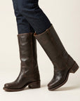 Thelma | Women's Brown Leather Knee High Boots – Block Heel Autumn Style