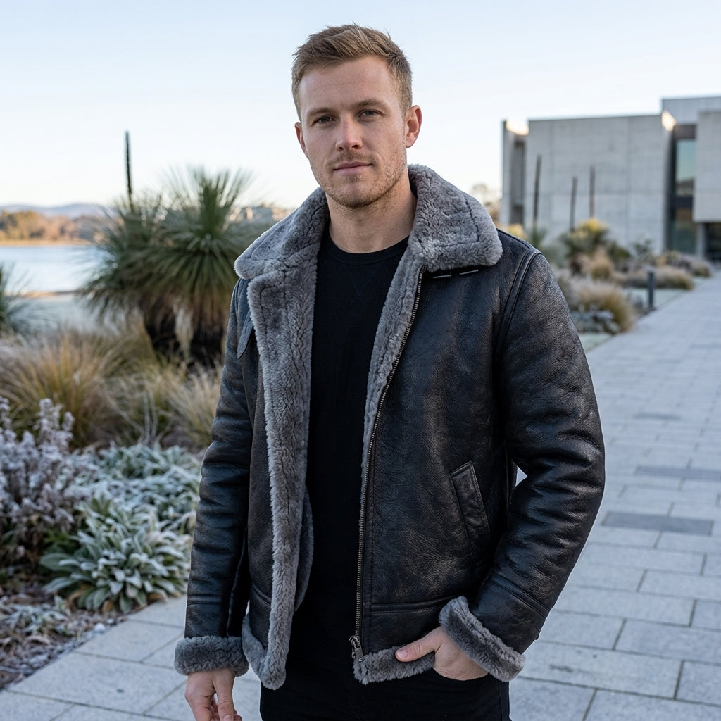 Zayden | Shearling Men’s Coat with Rugged Style