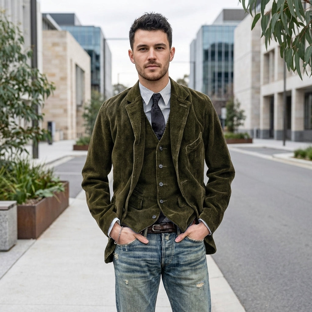 Archie | Corduroy Men's Coat &amp; Vest Set