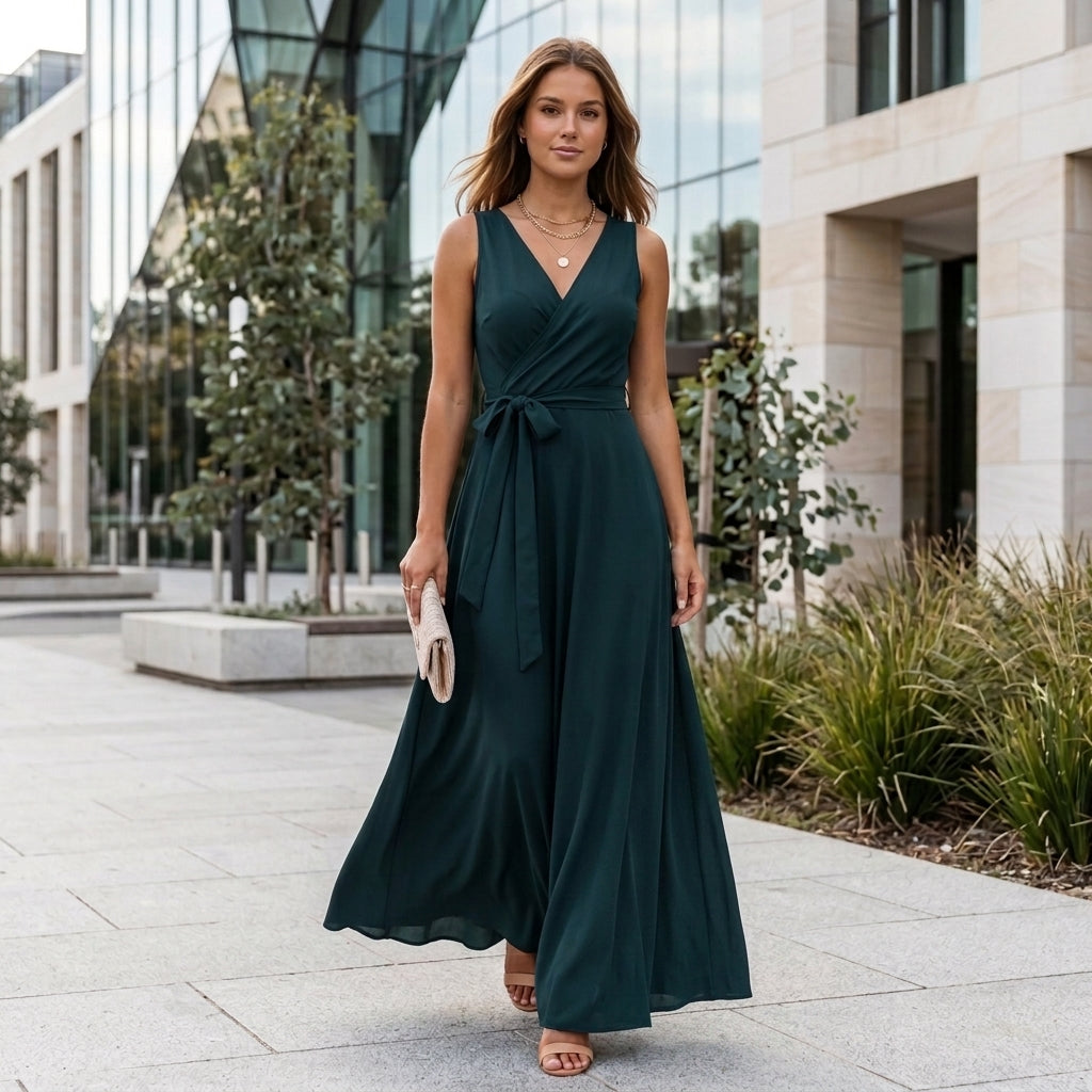 Harper | Schmeichelndes Wickel-Maxikleid für Hochzeitsgäste