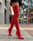 Zoe | Women's Stretch Knee High Boots – Pointed Stiletto Heel
