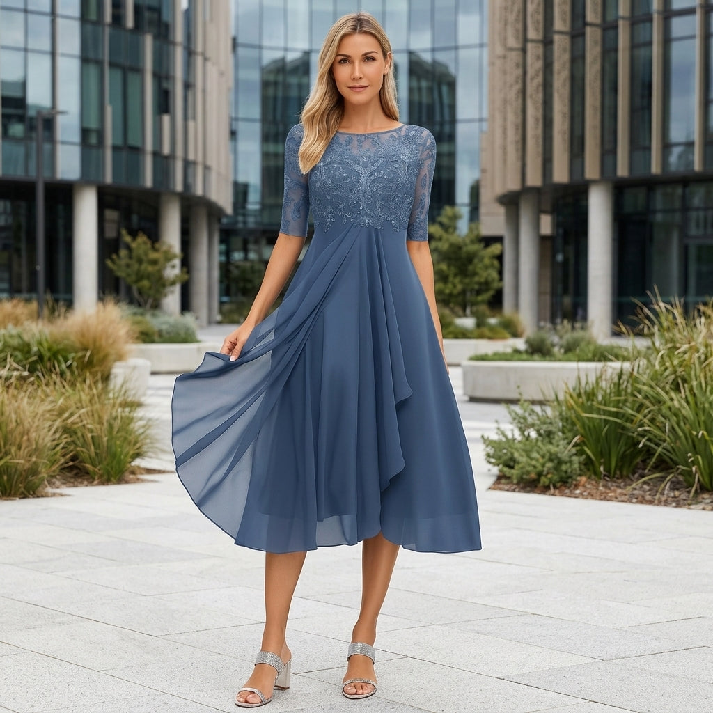 Chloe | Lace &amp; Chiffon A-Line Wedding Guest Dress