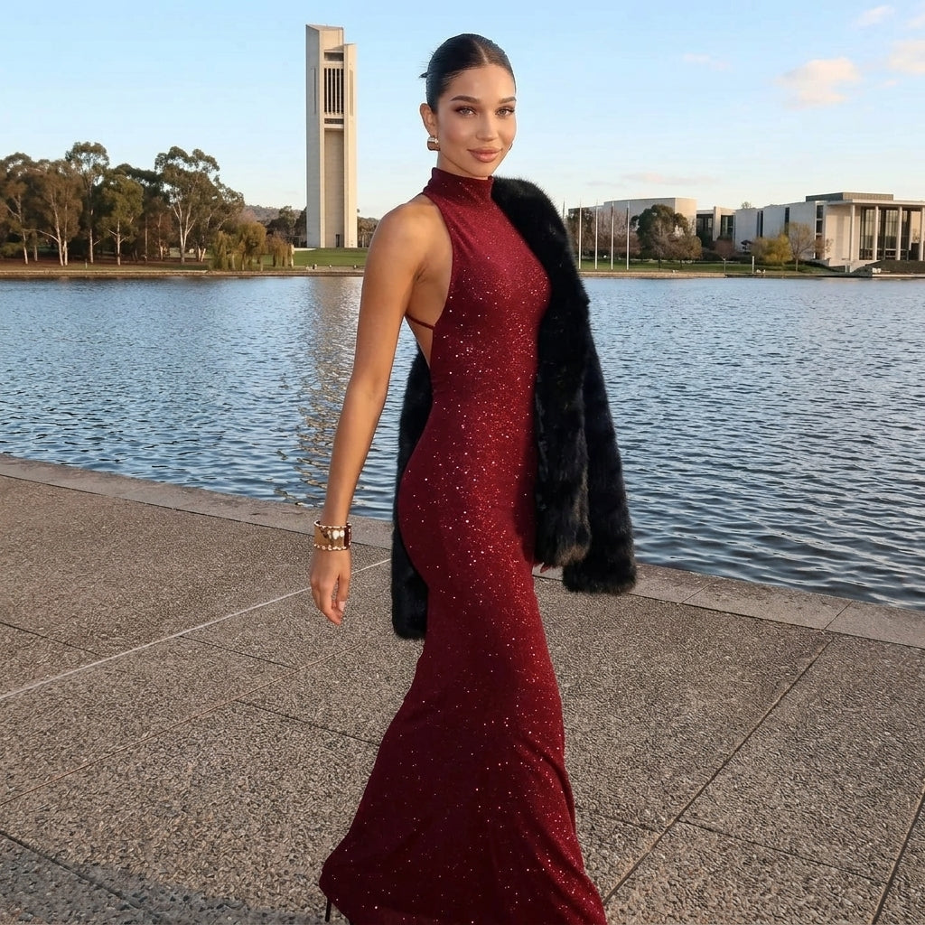 Lottie | Shimmer Maxi Dress for Evening Looks