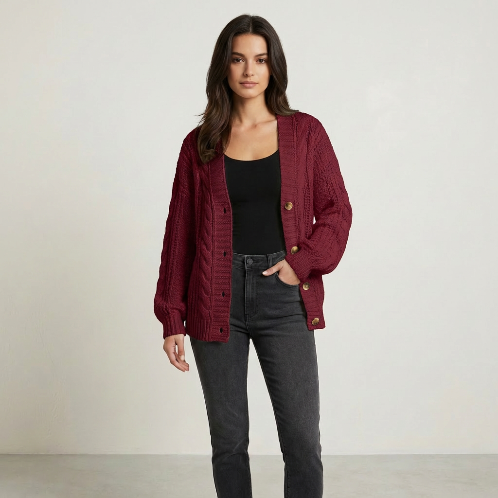 Priscilla | Grob gestrickter übergroßer Damenstrickjacke für geschichteten Stil