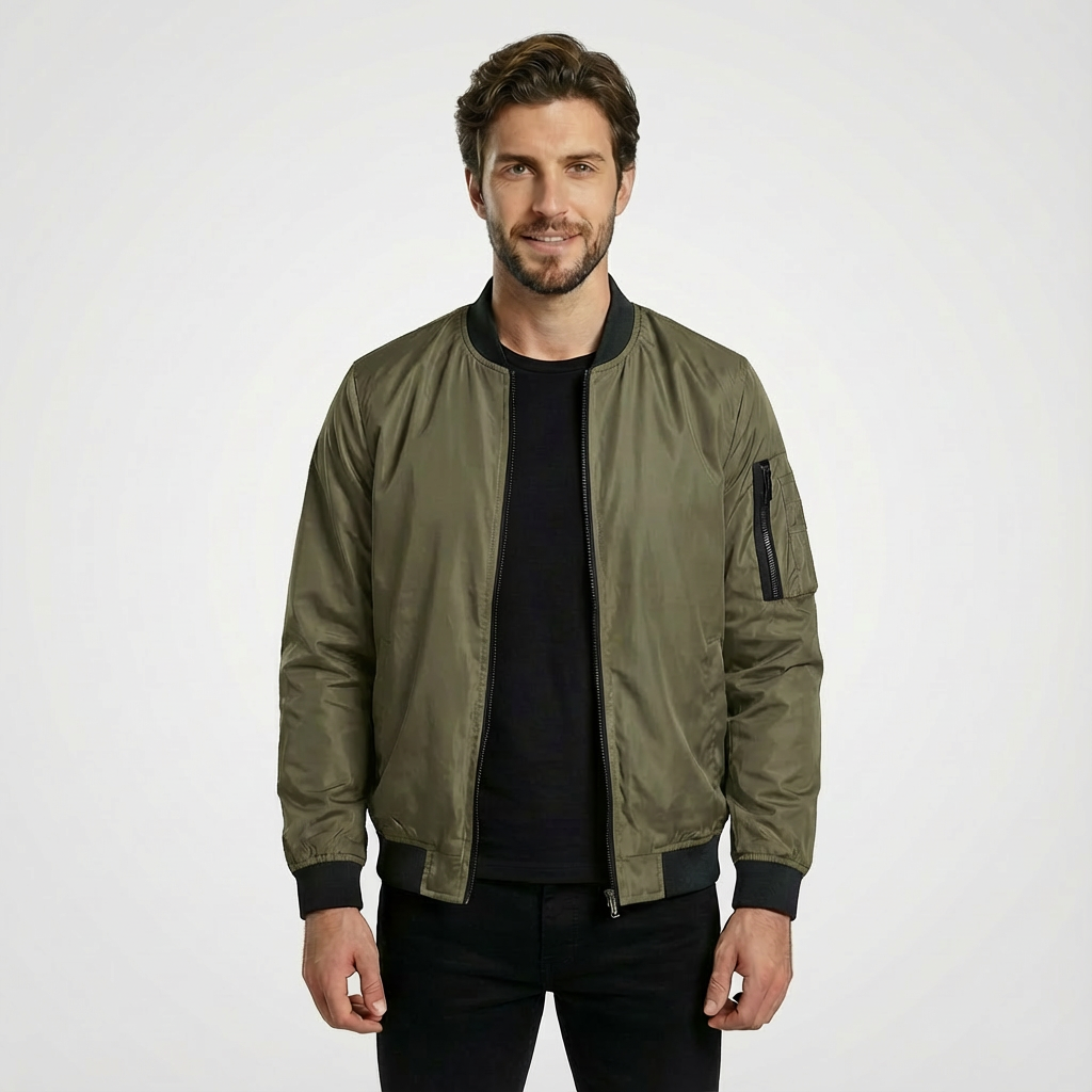 Orven | Black Bomber Jacket Men with Casual Style