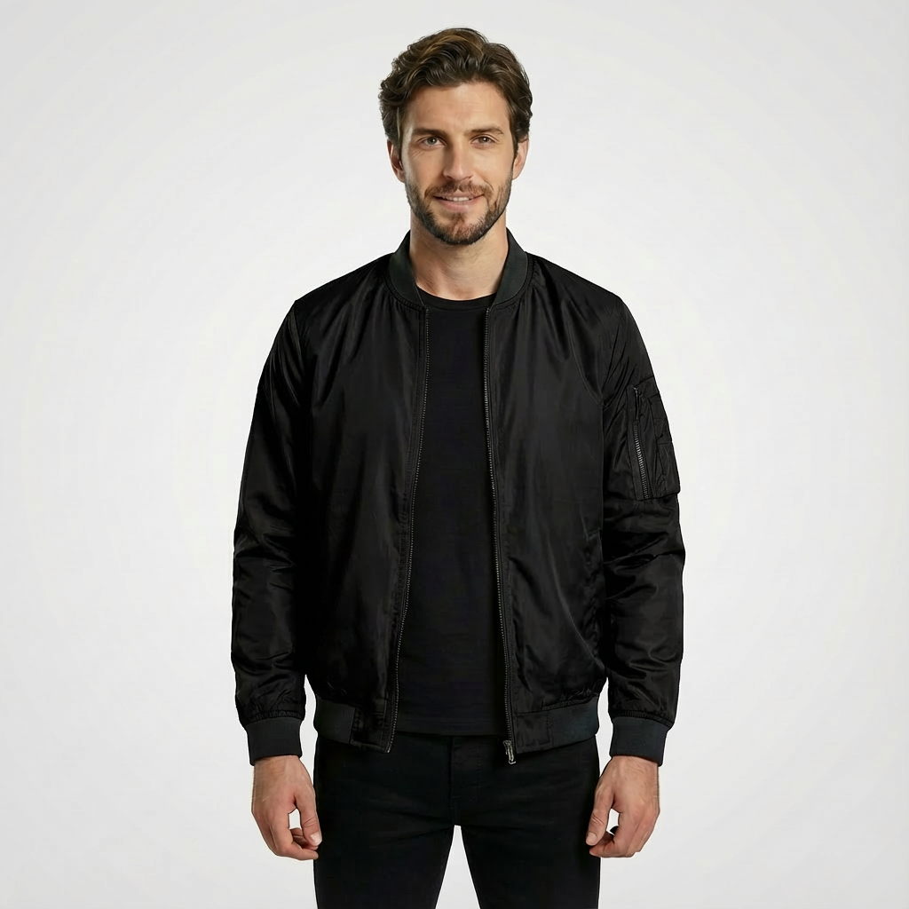 Orven | Black Bomber Jacket Men with Casual Style