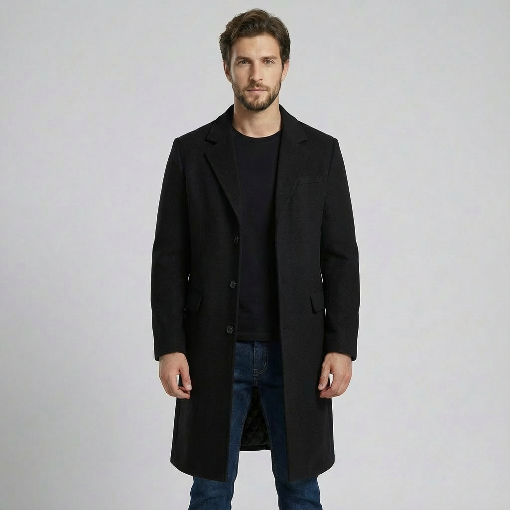 Ethan | Structured Wool Men’s Coats with Extended Length