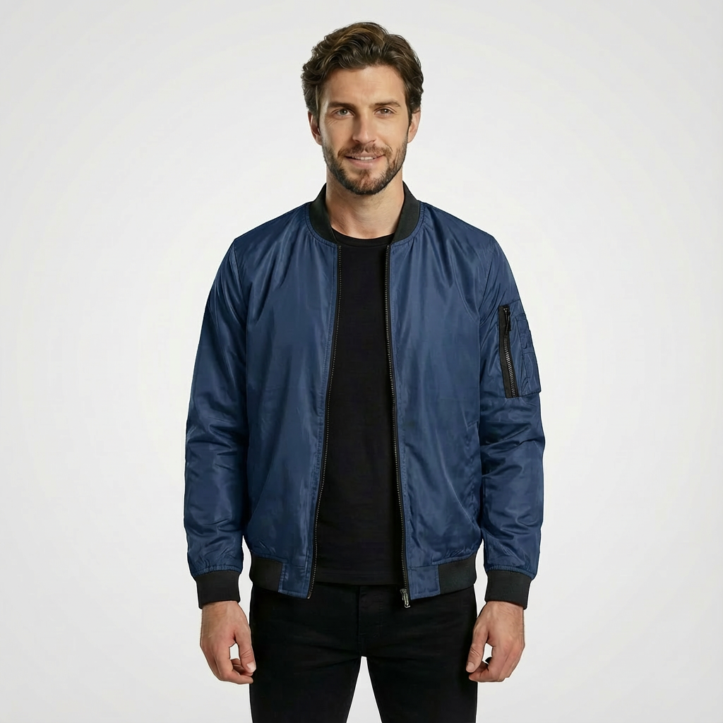 Orven | Black Bomber Jacket Men with Casual Style