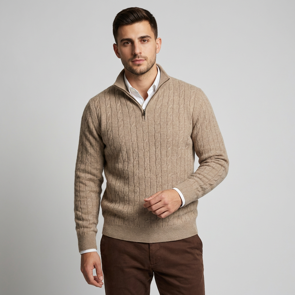 Harrison | Cable Knit Half Zip Men’s Sweater for Modern Comfort