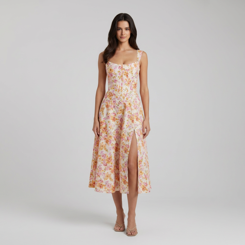 Hope | Blumige Sommer-Mittellange Kleider mit Weiblichem Schwung