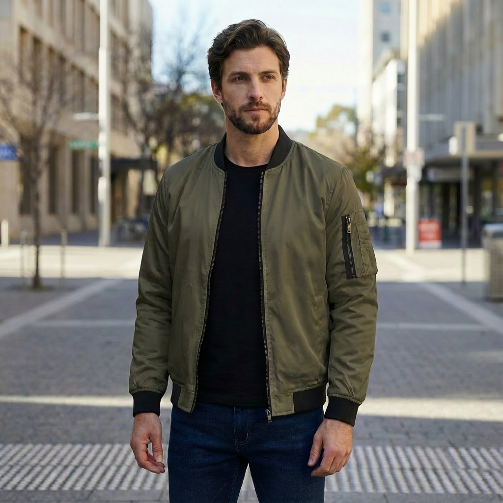 Orven | Black Bomber Jacket Men with Casual Style