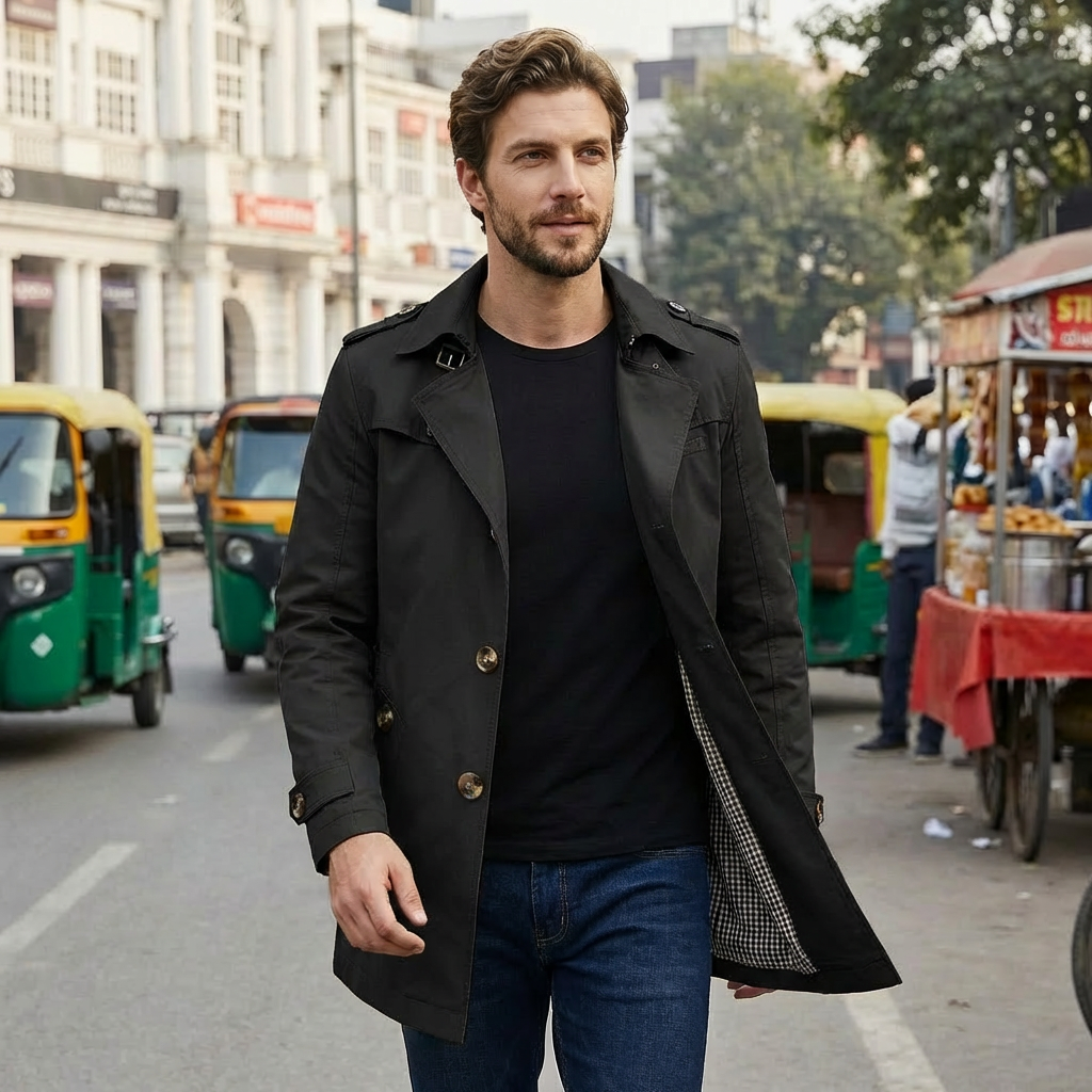 Marcus | Stilvoller Herrenmantel im Trenchcoat-Stil mit klassischem Charme