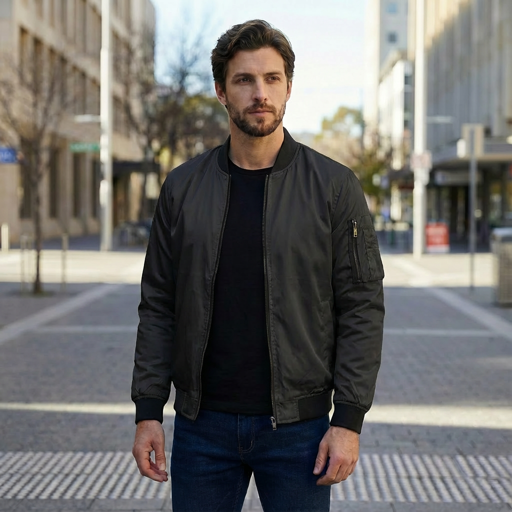 Orven | Black Bomber Jacket Men with Casual Style