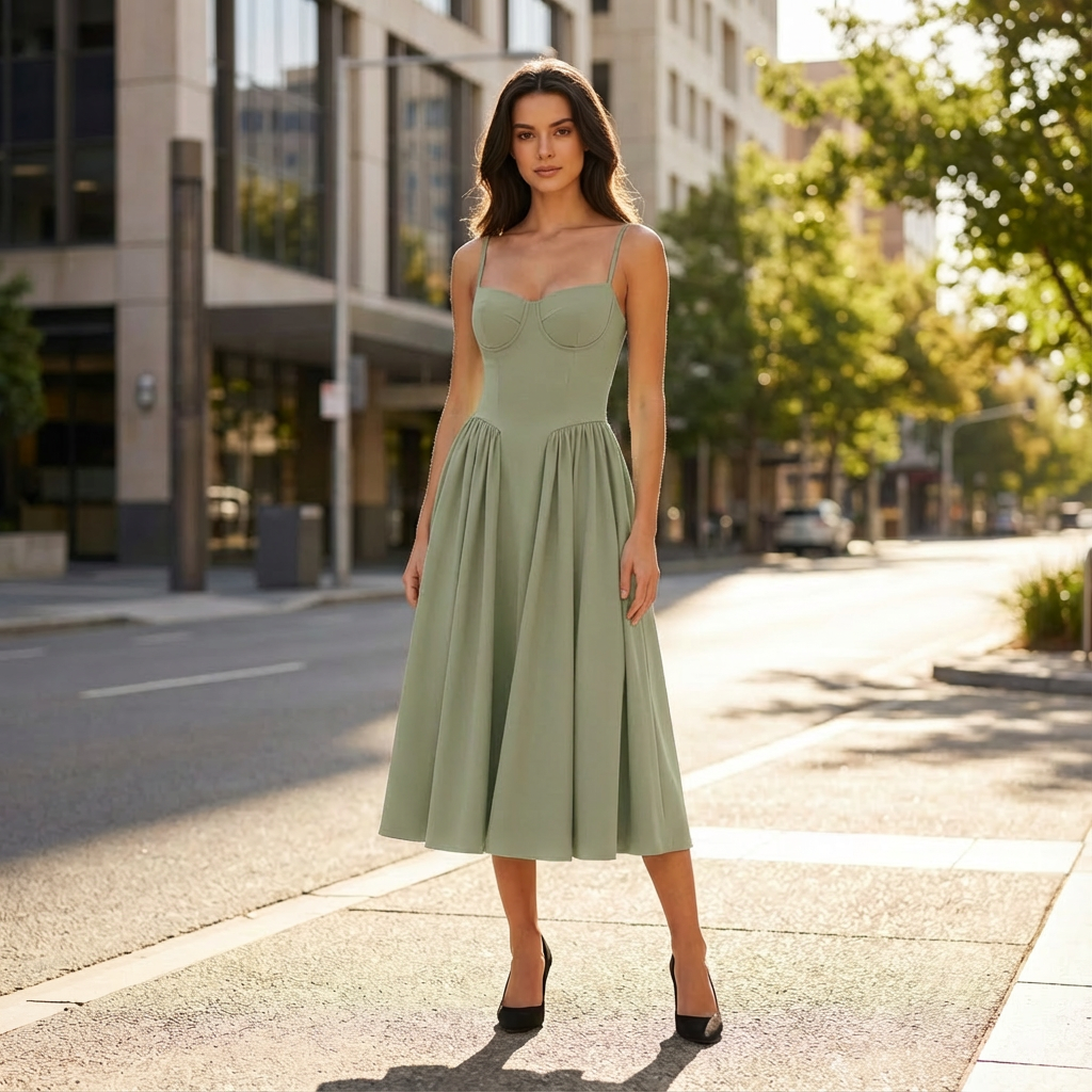 Rhiannon | Damen-Midikleid mit klassischer Form