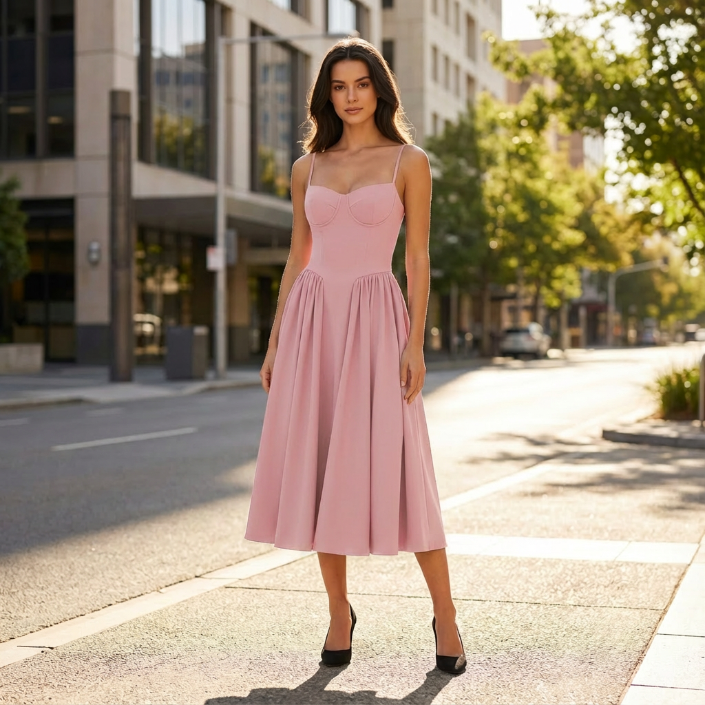 Rhiannon | Damen-Midikleid mit klassischer Form