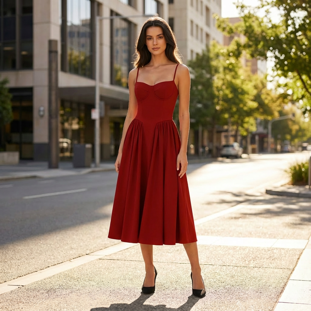 Rhiannon | Damen-Midikleid mit klassischer Form