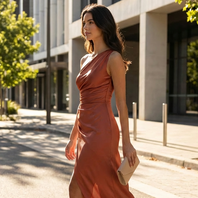 Selene | Maxikleid mit asymmetrischem Detail für moderne Anlässe