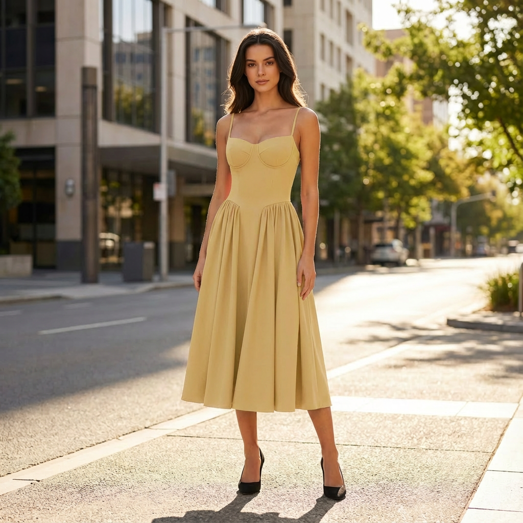 Rhiannon | Damen-Midikleid mit klassischer Form