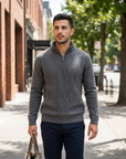 Declan | Cable Texture Half Zip Men’s Sweater for Cool Days