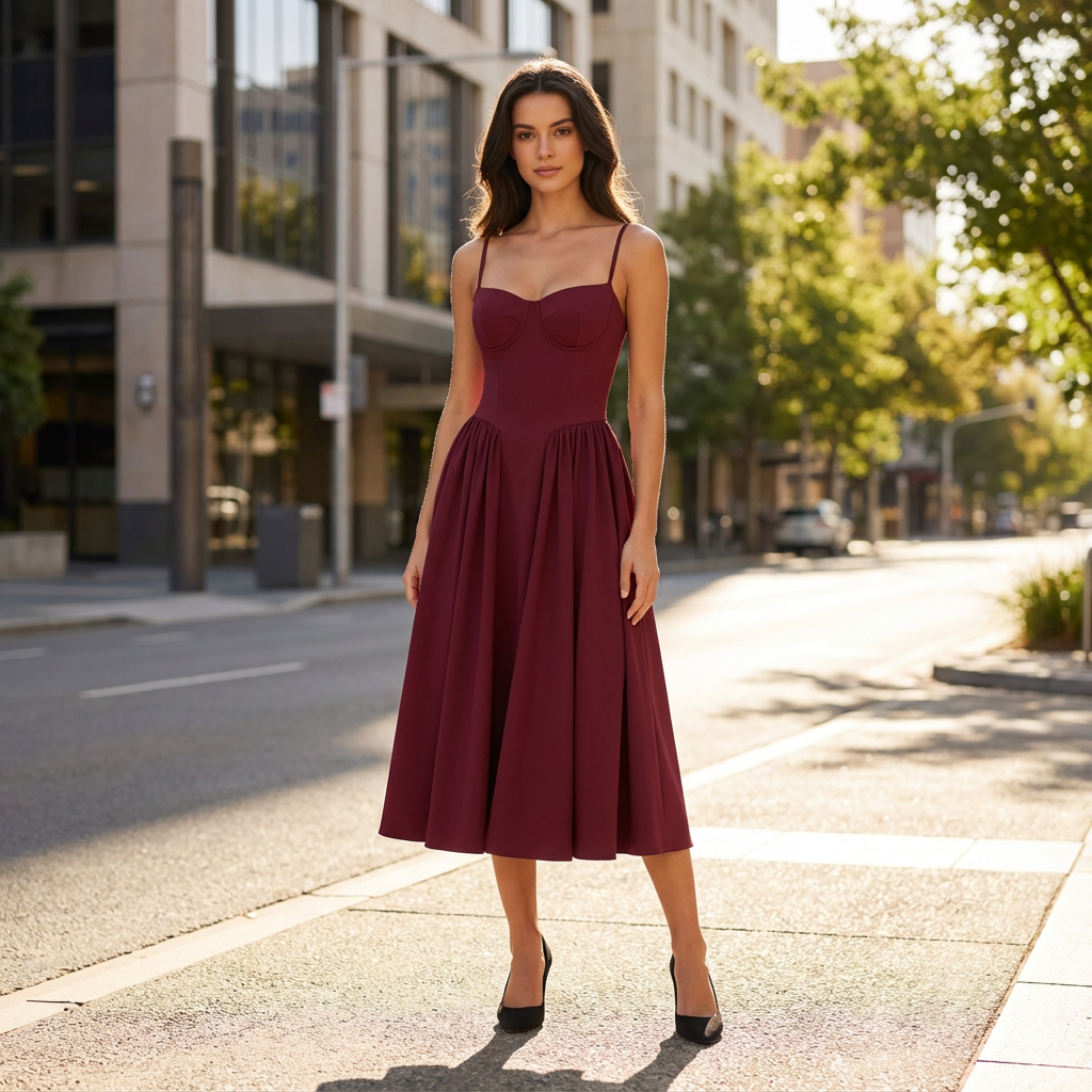 Rhiannon | Damen-Midikleid mit klassischer Form