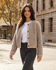 Katrina | Damen-Strickjacke mit Teddystoff für gemütlichen Stil