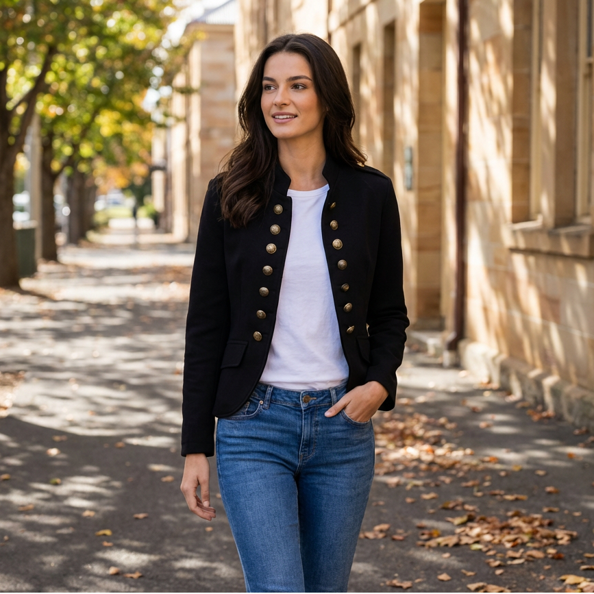 Samantha | Military Style Blazer with Unique Design