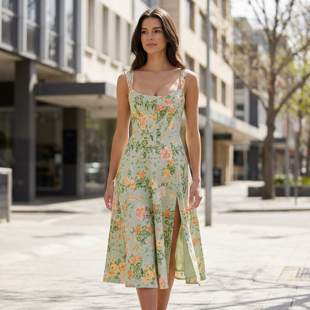 Hope | Blumige Sommer-Mittellange Kleider mit Weiblichem Schwung