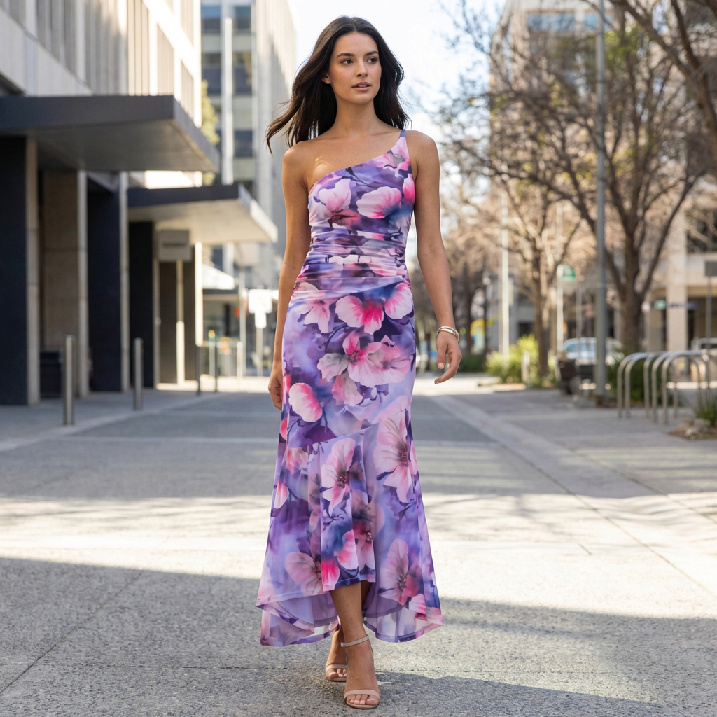 Cassie | Elegantes Sommerkleid für Hochzeitsgäste mit sanftem Fall