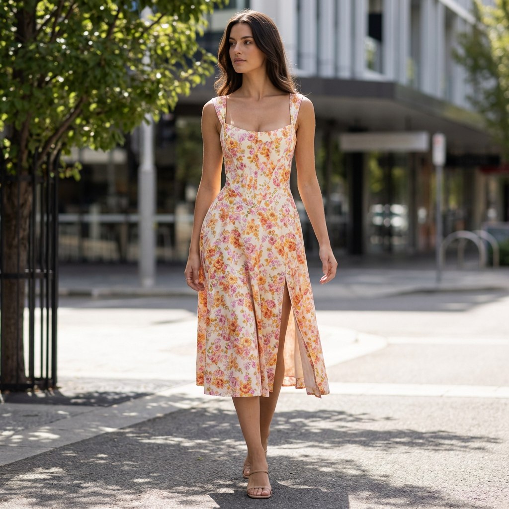 Hope | Blumige Sommer-Mittellange Kleider mit Weiblichem Schwung