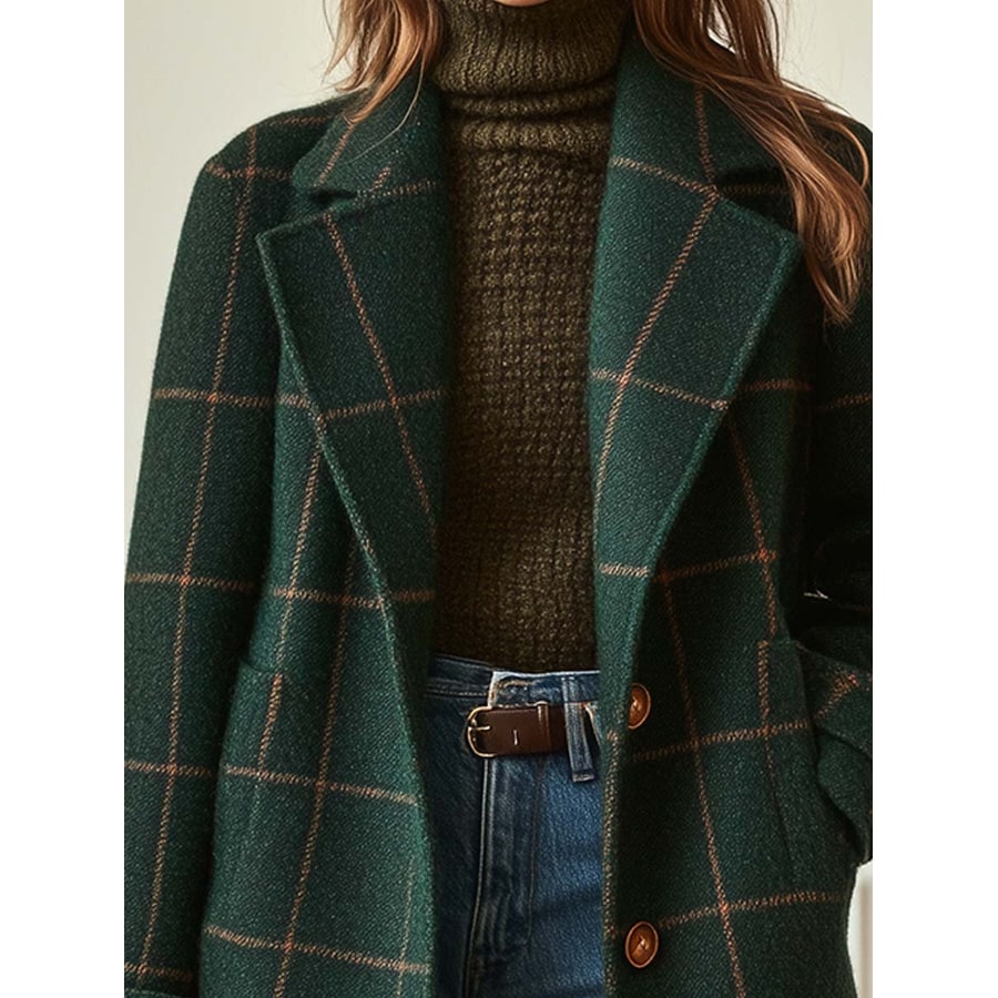 Women's Brown Check Coat Checked | Double-Breasted Coat - Image 2
