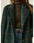 Women's Brown Check Coat Checked | Double-Breasted Coat - Image 2