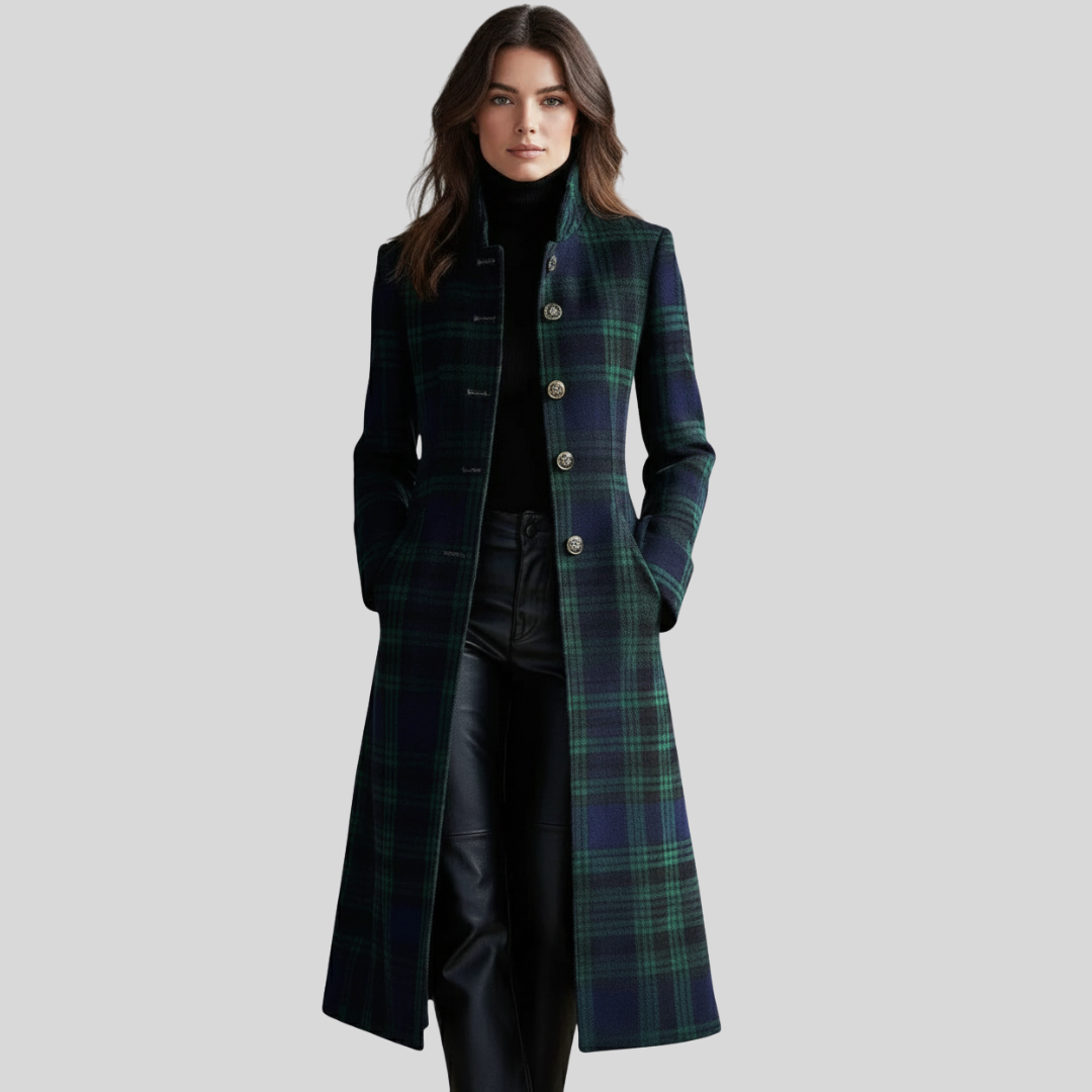 Women's Coat Plaid Coatigan Longline | Check Coat - Image 1